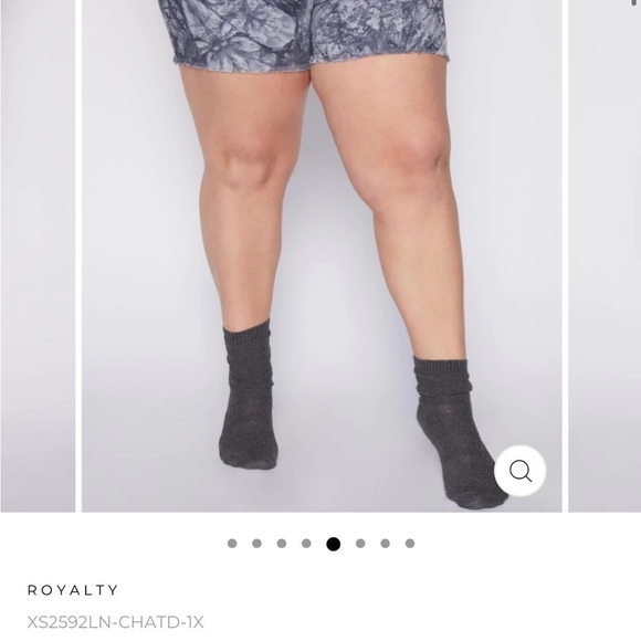 Royalty for Me linen blend lounge blue tie dye shorts NEW elastic waist - Picture 3 of 6